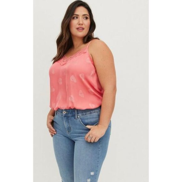 NWT Torrid Swing Cami Jacquard Hearts Pink Tank Top Women Size 4X - Picture 2 of 8